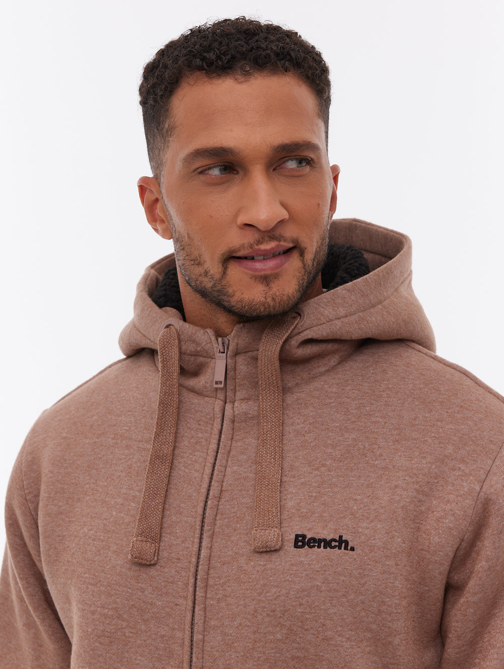 Baraz Sherpa-Lined Zip-Up Hoodie - Brown