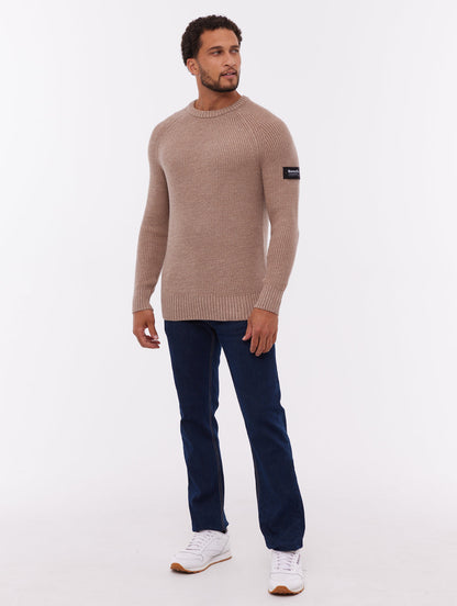 Molna Raglan Sleeve Crew Neck Sweater - Brown