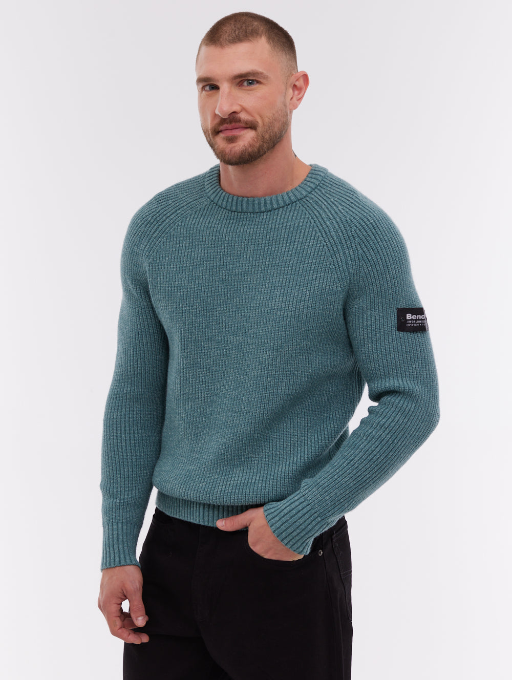 Molna Raglan Sleeve Crew Neck Sweater - Green
